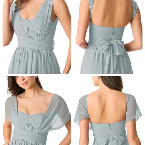 WEDDING BRIDESMAID PROM AZAZIE Grey A-Line Strapless Chiffon Convertible Dress 👗 - Picture 8 of 15